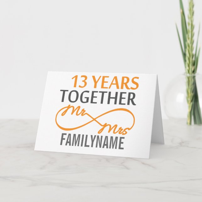 Custom Mr and Mrs 13th Anniversary Card (Front)
