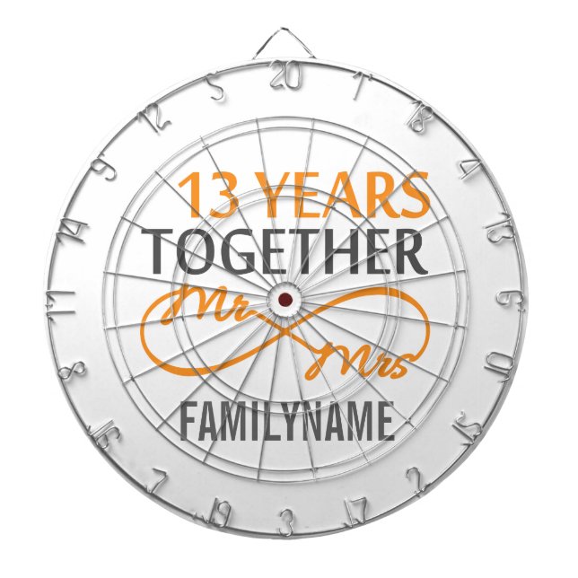 Custom Mr and Mrs 13th Anniversary Dartboard (Front)