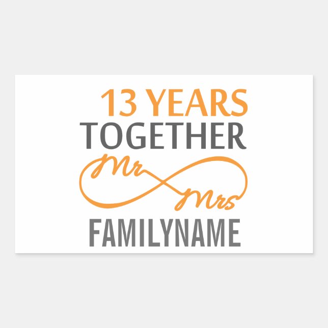 Custom Mr and Mrs 13th Anniversary Sticker (Front)