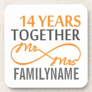 Custom Mr and Mrs 14th Anniversary Coaster