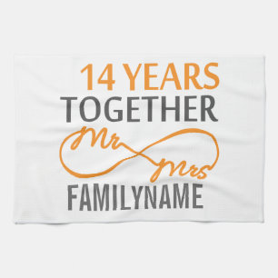 Custom Mr and Mrs 14th Anniversary Kitchen Towel