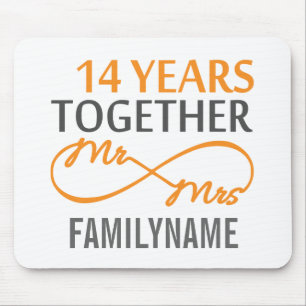 Custom Mr and Mrs 14th Anniversary Mouse Pad