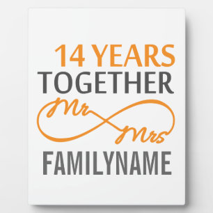 Custom Mr and Mrs 14th Anniversary Plaque
