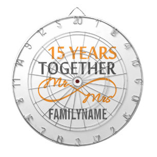 Custom Mr and Mrs 15th Anniversary Dartboard