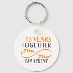Custom Mr and Mrs 15th Anniversary Keychain