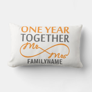 Custom Mr and Mrs 1st Anniversary Lumbar Pillow
