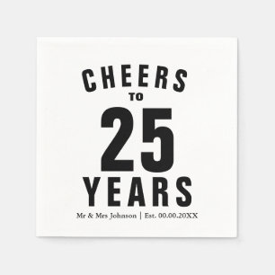 Custom Mr and Mrs 25th wedding anniversary party Napkin
