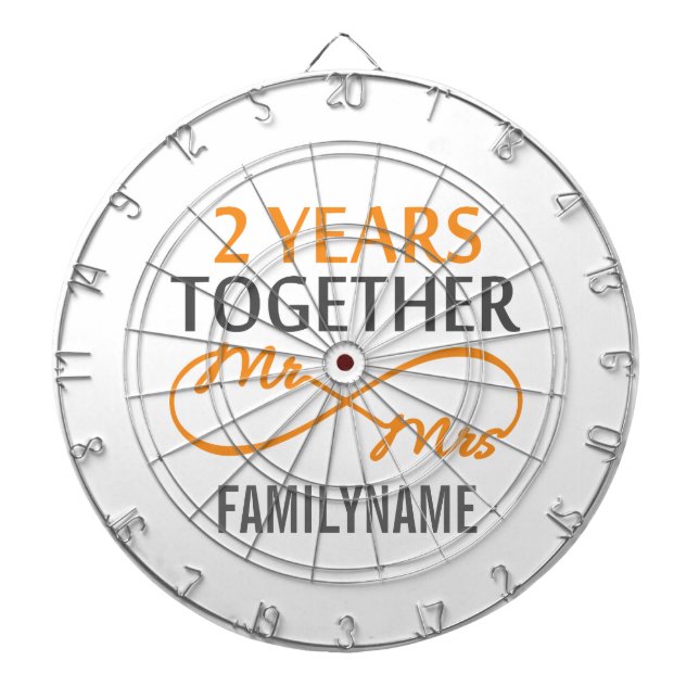 Custom Mr and Mrs 2nd Anniversary Dartboard (Front)