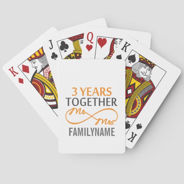 Custom Mr and Mrs 3rd Anniversary Playing Cards (Back)