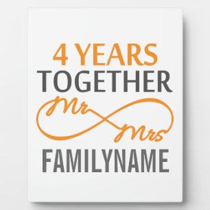 Custom Mr and Mrs 4th Anniversary Plaque