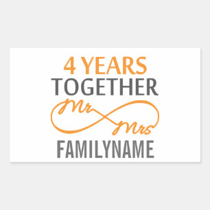 Custom Mr and Mrs 4th Anniversary Sticker