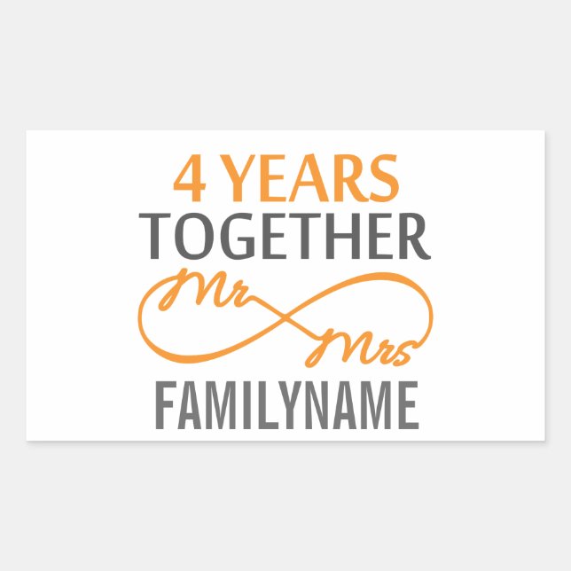 Custom Mr and Mrs 4th Anniversary Sticker (Front)
