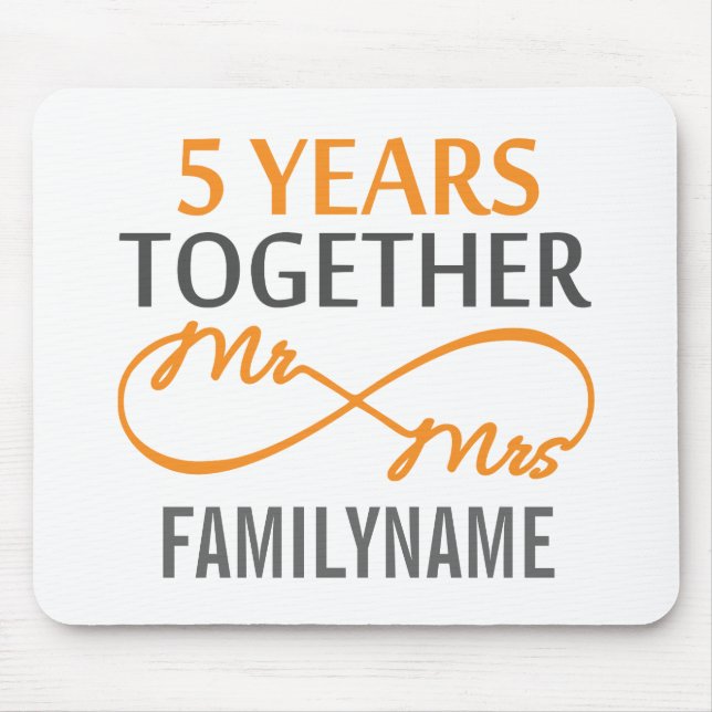 Custom Mr and Mrs 5th Anniversary Mouse Pad (Front)
