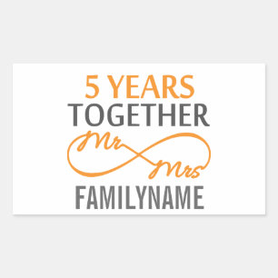 Custom Mr and Mrs 5th Anniversary Sticker