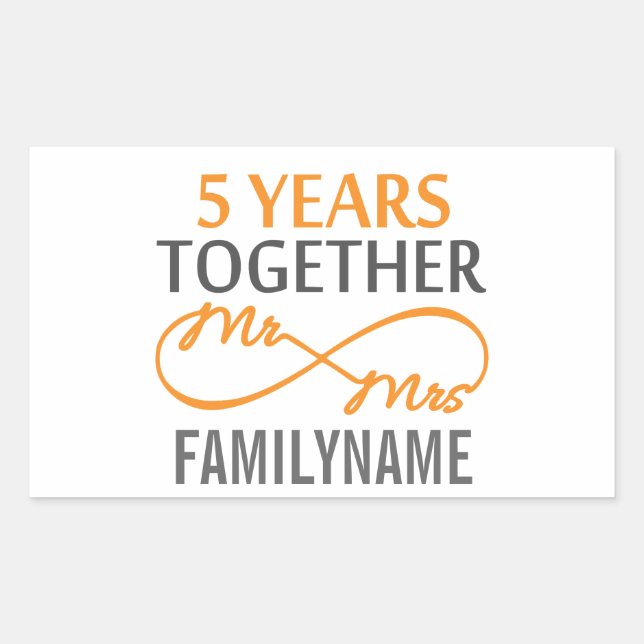 Custom Mr and Mrs 5th Anniversary Sticker (Front)