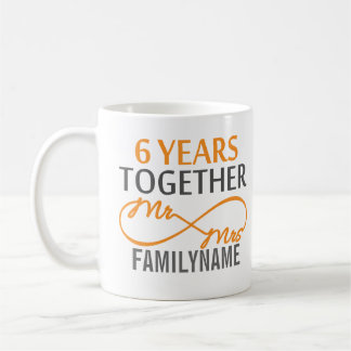 Custom Mr and Mrs 6th Anniversary Coffee Mug