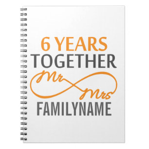 Custom Mr and Mrs 6th Anniversary Notebook