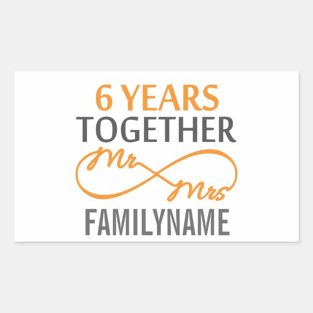Custom Mr and Mrs 6th Anniversary Sticker (Front)