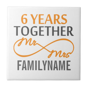 Custom Mr and Mrs 6th Anniversary Tile