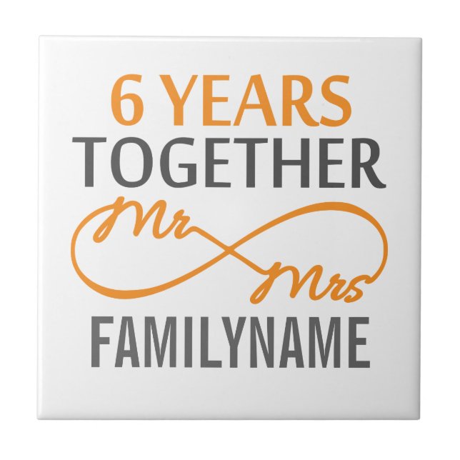 Custom Mr and Mrs 6th Anniversary Tile (Front)