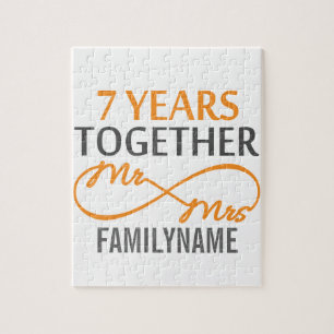 Custom Mr and Mrs 7th Anniversary Jigsaw Puzzle