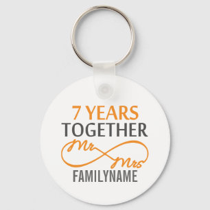 Custom Mr and Mrs 7th Anniversary Keychain