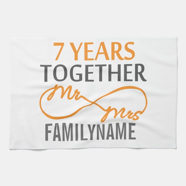 Custom Mr and Mrs 7th Anniversary Kitchen Towel (Horizontal)