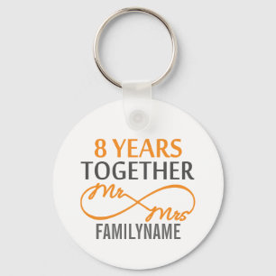 Custom Mr and Mrs 8h Anniversary Keychain