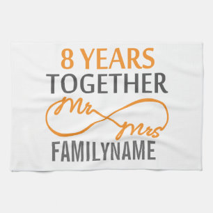 Custom Mr and Mrs 8h Anniversary Kitchen Towel