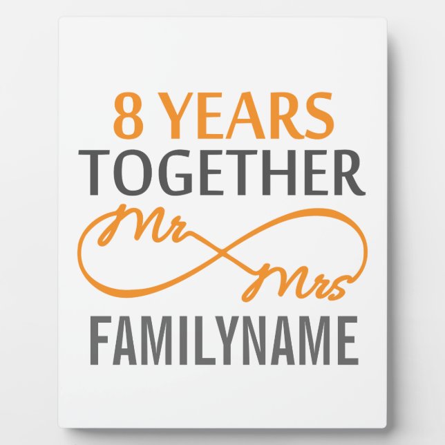 Custom Mr and Mrs 8h Anniversary Plaque (Front)