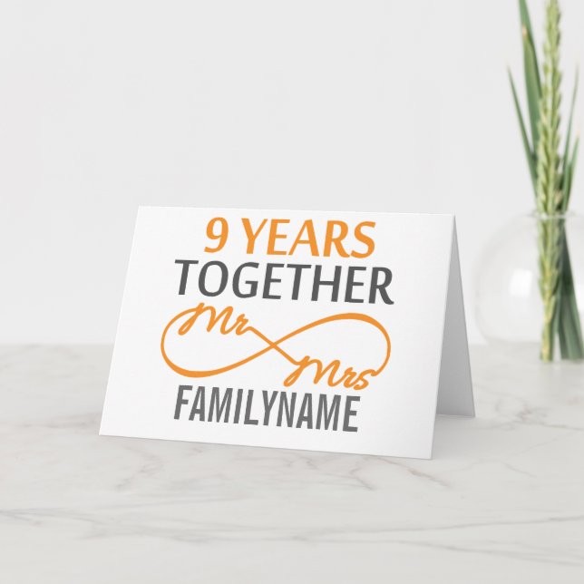 Custom Mr and Mrs 9th Anniversary Card (Front)