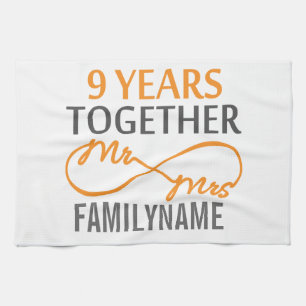 Custom Mr and Mrs 9th Anniversary Kitchen Towel
