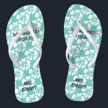 Custom mr and mrs couple beach wedding flip flops<br><div class="desc">Custom mr and mrs couple beach wedding flip flops. Personalized Hawaiian beach flower monogram wedding flipflops for bride and groom or guests. Elegant party favour set with custom surname or monogram and tropical Hibiscus floral pattern. Custom background and strap colour for him and her / men and women. Romantic aqua...</div>