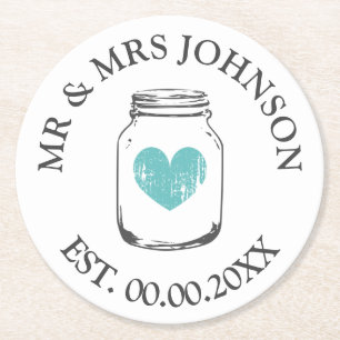 Custom mr and mrs mason jar wedding party coasters