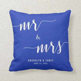 Custom Mr. and Mrs. Royal Blue Wedding Pillows