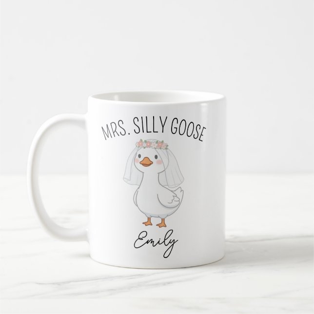 Custom Mr. and Mrs Silly Goose Wedding Mug Engagem (Left)