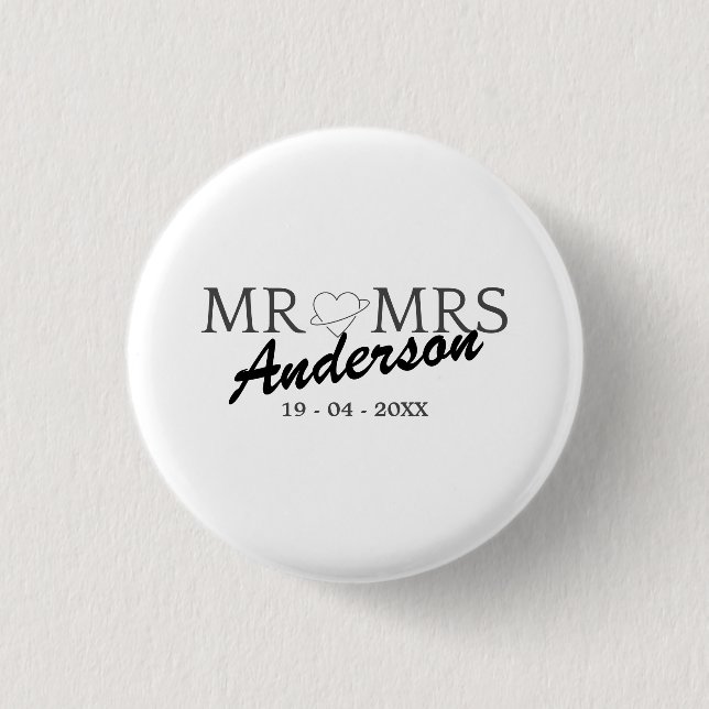 Custom Mr and Mrs Wedding Family gift 1 Inch Round Button (Front)
