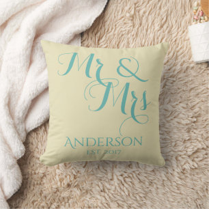 Custom Mr And Mrs Wedding or Anniversary Gift Throw Pillow