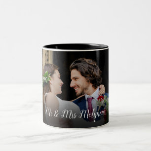 Custom Mr And Mrs Wedding Photo Two-Tone Coffee Mug