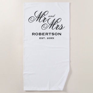 Custom Mr & Mrs beach towel for newly weds couple