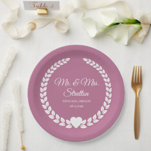 Custom Mr. & Mrs. Bride and Groom Newlywed Paper Plate