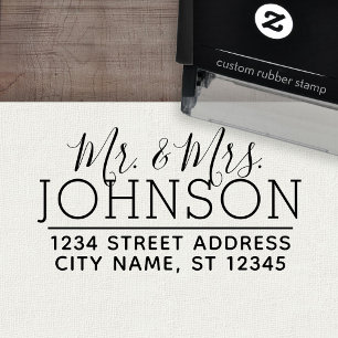 Custom Mr. & Mrs. Family Name and Return Address Self-inking Stamp