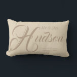 Custom Mr & Mrs Neutral Wedding Pillow<br><div class="desc">This is the perfect gift for newlyweds. A personalized pillow with their established wedding date. You can customize this pillow to any size or colour for the perfect gift. When customizing the lettering the first letter may need to add spaces before the letter to fit the name. If you have...</div>