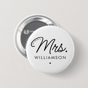 Custom Mrs. Est. Modern Elegant Script Newlywed 2 Inch Round Button