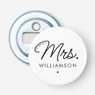 Custom Mrs. Est. Modern Elegant Script Newlywed Bottle Opener