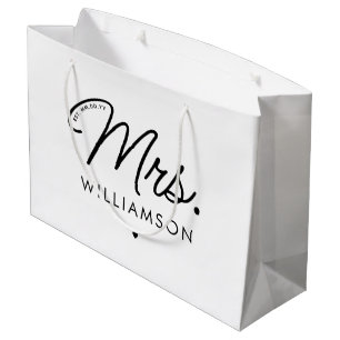 Custom Mrs. Est. Modern Elegant Script Newlywed Large Gift Bag