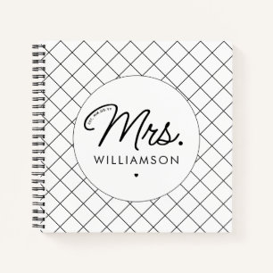 Custom Mrs. Est. Modern Elegant Script Newlywed Notebook