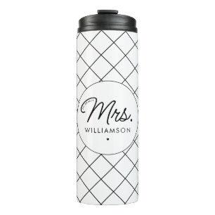 Custom Mrs. Est. Modern Elegant Script Newlywed Thermal Tumbler