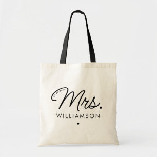 Custom Mrs. Est. Modern Elegant Script Newlywed Tote Bag