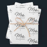 Custom Mrs. Est. Modern Elegant Script Newlywed Wrapping Paper Sheet<br><div class="desc">Personalized Mrs. Modern Elegant Script Newlywed New Couple Wedding Gifts!</div>